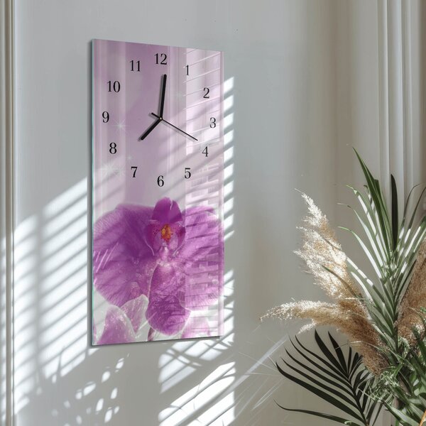 Skleněné hodiny vertikální Orchidej zsppc-30x60-00171008