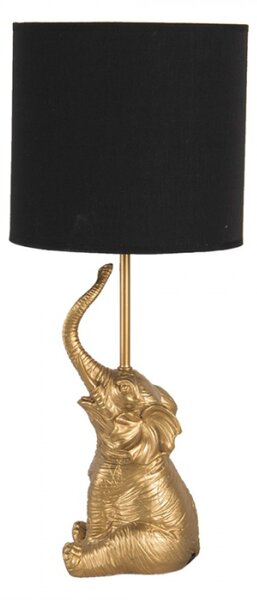 Stolní lampa ve tvaru zlatého slona s černým stínidlem – 20x46 cm