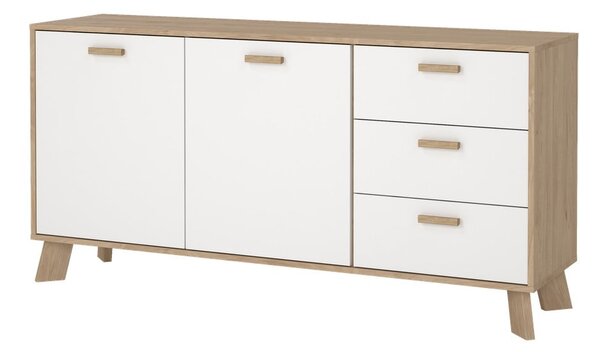 Bílá/v přírodní barvě komoda v dekoru dubu 147x73x39 cm Ikast – Tvilum