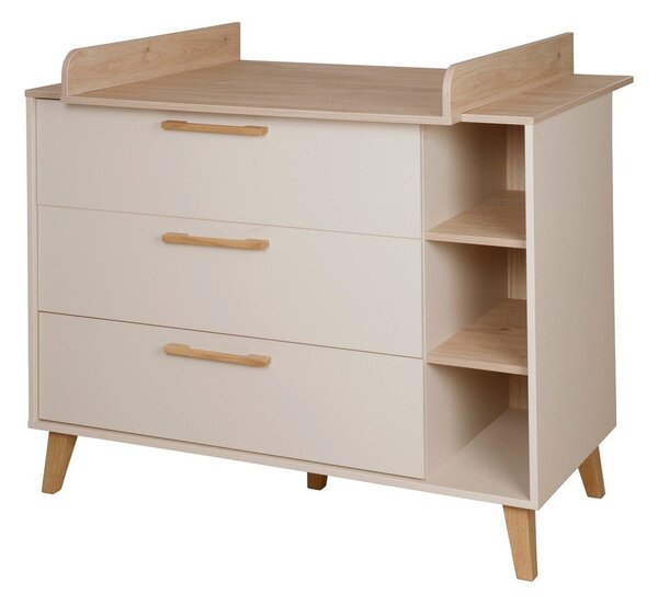 Krémová/v přírodní barvě dětská komoda v dekoru dubu s přebalovacím pultem 117x103x78 cm Jil – Roba