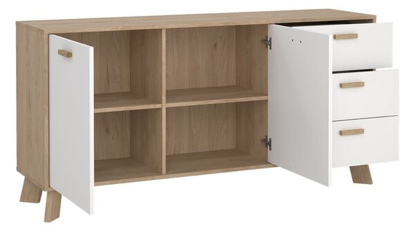 Bílá/v přírodní barvě komoda v dekoru dubu 147x73x39 cm Ikast – Tvilum