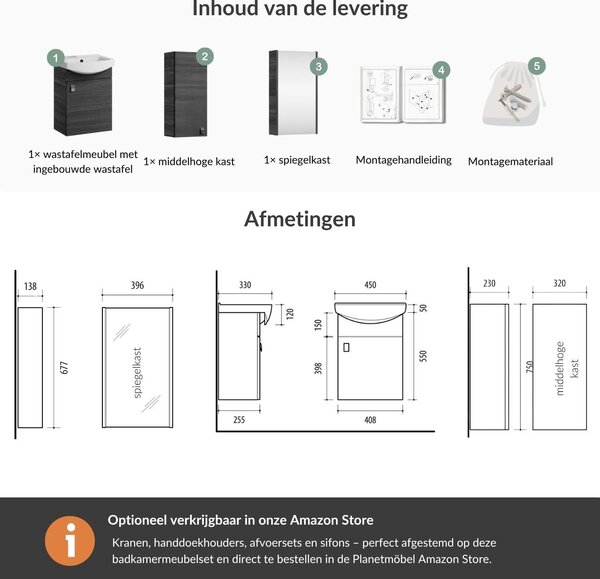 Skříňka do koupelny - Koupelnový nábytek - Podstavní skříňka pod umyvadlo - Zrcadlová skříňka - Úložná skříňka - Kompaktní design