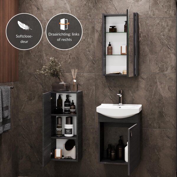 Skříňka do koupelny - Koupelnový nábytek - Podstavní skříňka pod umyvadlo - Zrcadlová skříňka - Úložná skříňka - Kompaktní design