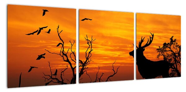 Obraz - jelen na podzimní louce (90x30cm)