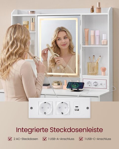 Toaletní stolek se zrcadlem a LED osvětlením RDT143WB01