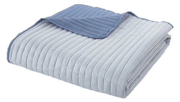 Modrý prošívaný přehoz 220x230 cm Stripe – Catherine Lansfield