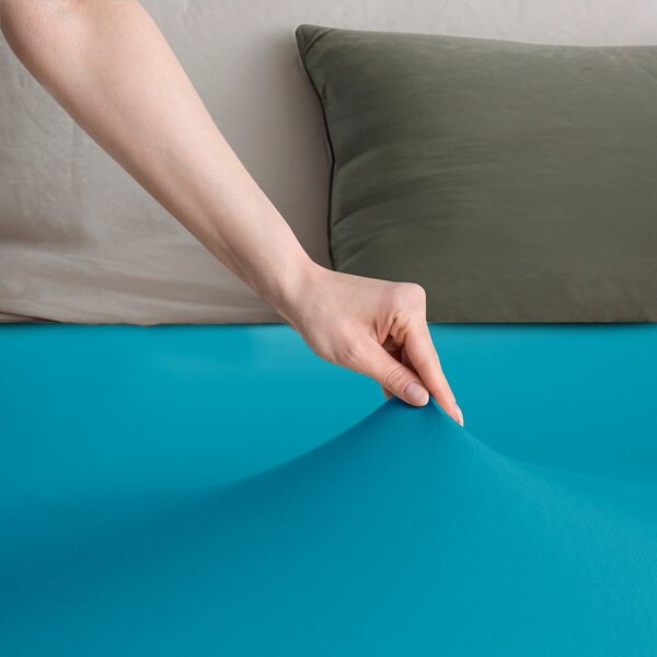 Modré napínací prostěradlo jersey 90x200 cm Amber – Restilo