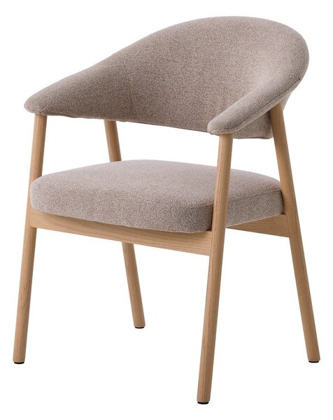 Béžová jídelní křesla v sadě 2 ks s područkami z dubového dřeva Elk – Unique Furniture
