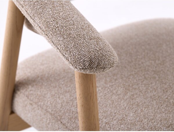 Béžová jídelní křesla v sadě 2 ks s područkami z dubového dřeva Elk – Unique Furniture