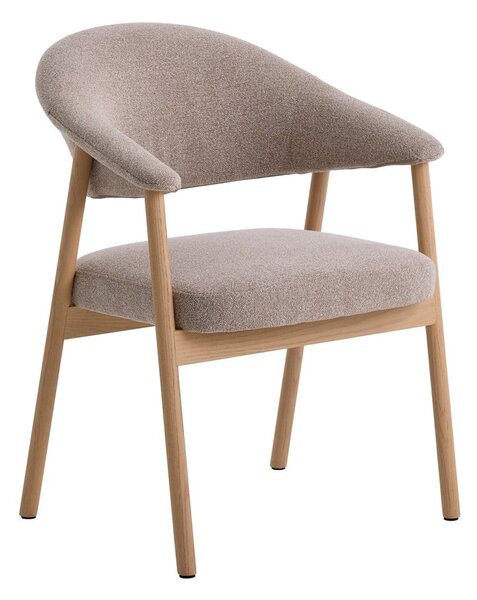 Béžová jídelní křesla v sadě 2 ks s područkami z dubového dřeva Elk – Unique Furniture