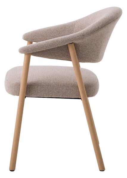 Béžová jídelní křesla v sadě 2 ks s područkami z dubového dřeva Elk – Unique Furniture