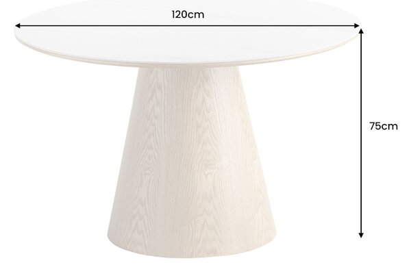 Kulatý jídelní stůl Parthenia 120 cm vzor dub