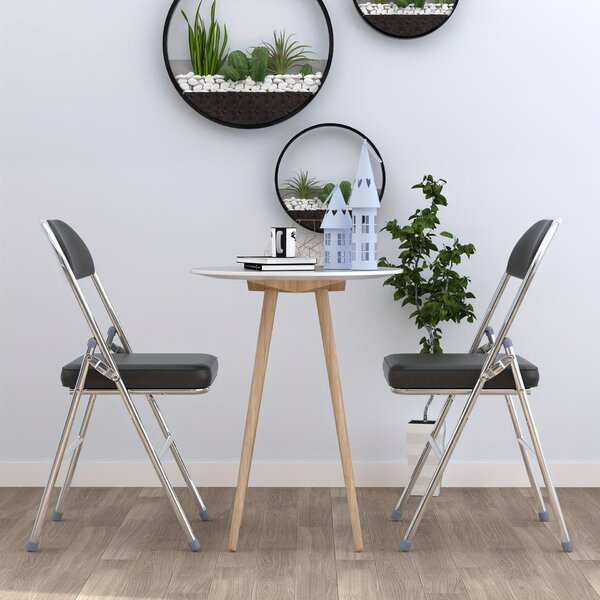 Sada dvou jídelních židlí potažených umělou kůží, ergonomický design, chromované nohy, moderní vzhled