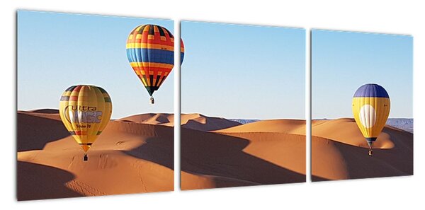 Obraz- horkovzdušné balóny v poušti (90x30cm)