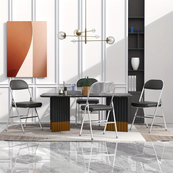 Sada dvou jídelních židlí potažených umělou kůží, ergonomický design, chromované nohy, moderní vzhled