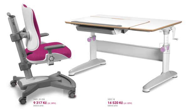 Dětský set MyChamp EXPERT - růžový, set židle + stůl