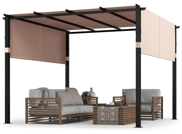 Pergola se dvěma nastavitelnými střechami – pavilón – vodotěsná – stabilní – odolná vůči zimním podmínkám