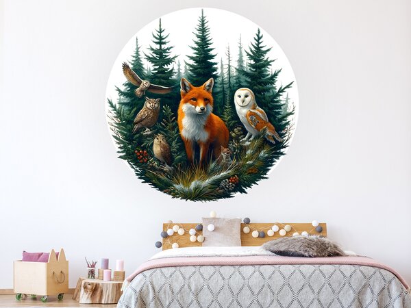 Lesní svět textilní přelepitelná samolepka na zeď arch 45 x 45 cm