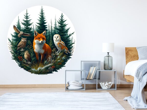 Lesní svět textilní přelepitelná samolepka na zeď arch 45 x 45 cm