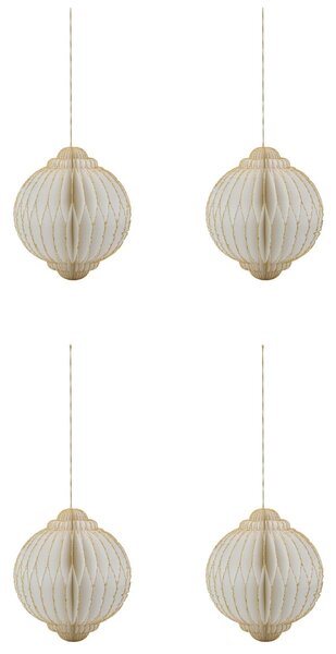 Papírové vánoční ozdoby Alsta Off-white Ø 10 cm – set 4 ks