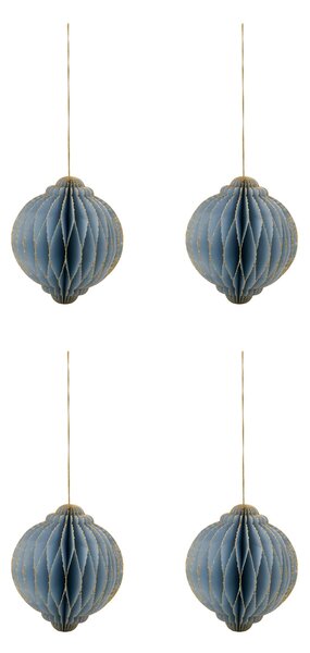 Papírové vánoční ozdoby Alsta Light Blue Ø 10 cm – set 4 ks