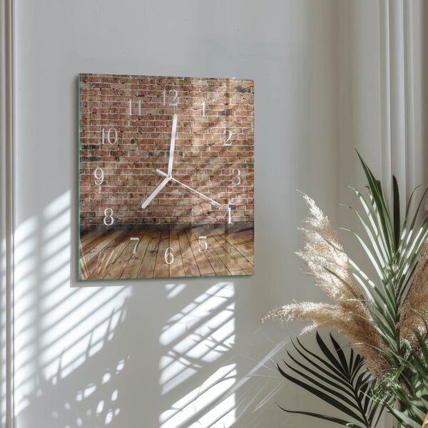Skleněné hodiny Cihlový zskb-30x30-00087185