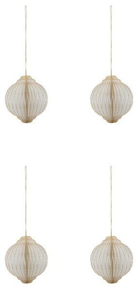 Papírové vánoční ozdoby Alsta Off-white Ø 8 cm – set 4 ks