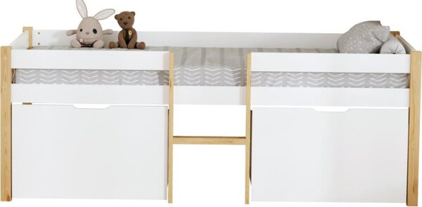 Kondela Postel s úložným prostorem, 90x200, dub/bílá, JUNA