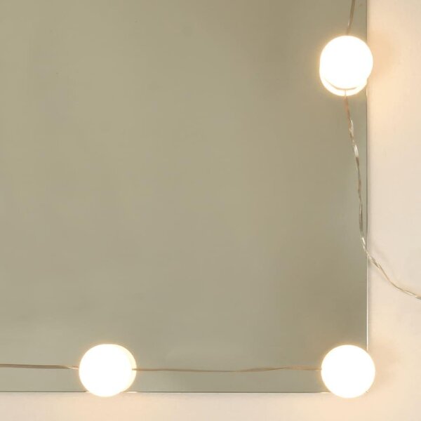 LED toaletní stolek se dvěma zásuvkami v dekoru světlého dubu, rozměry 60x40x140 cm, moderní toaletní stolek