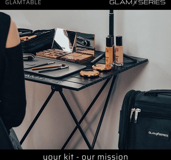 Skládací toaletní stolek GlamTable, nosnost až 20 kg, včetně transportní tašky, kosmetický stolek pro vizážisty, kadeřníky a tatéry
