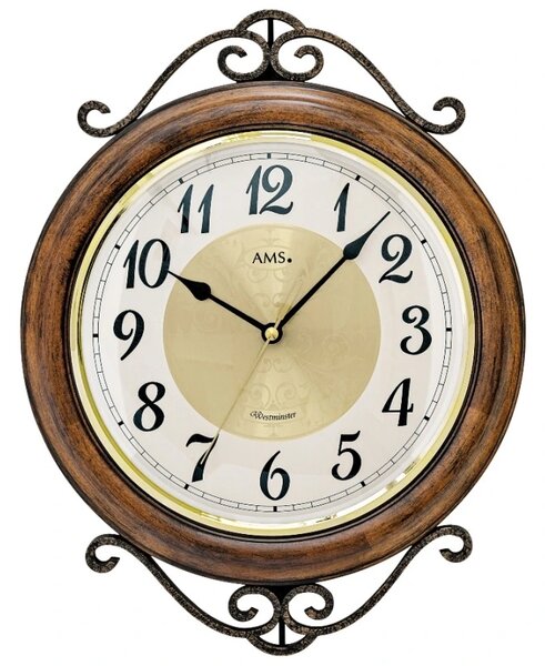 Designové nástěnné hodiny 9565 AMS 37cm s melodii Westminster