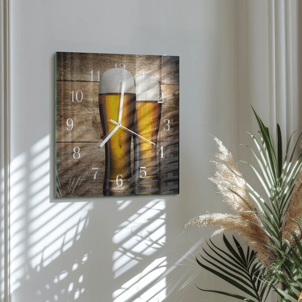 Skleněné hodiny Pivo zskb-30x30-00083361
