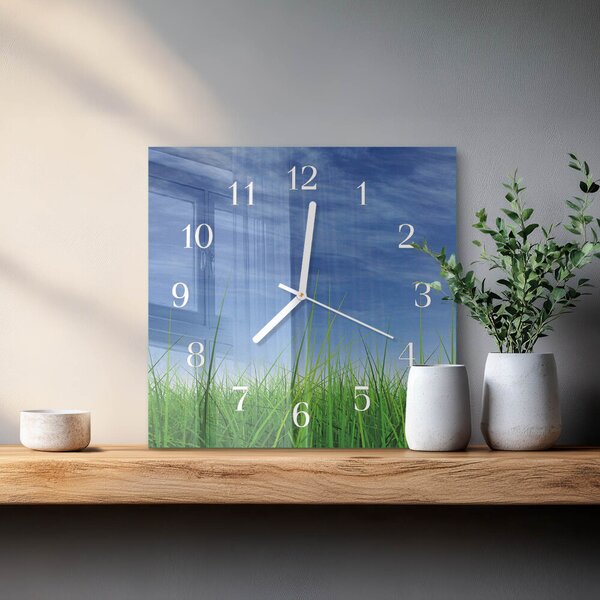 Skleněné hodiny Tráva zskb-30x30-00079585