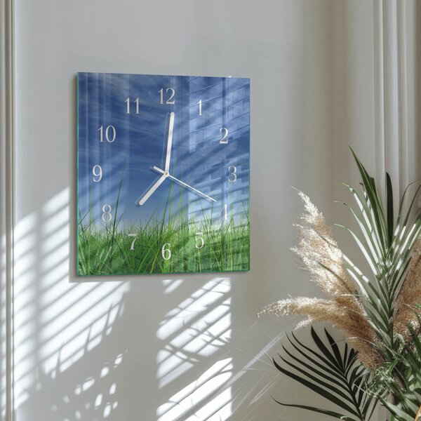 Skleněné hodiny Tráva zskb-30x30-00079585