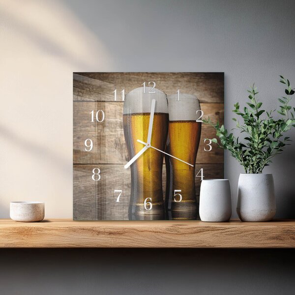 Skleněné hodiny Pivo zskb-30x30-00083361