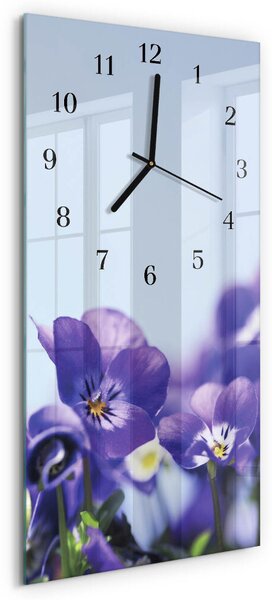 Skleněné hodiny vertikální Květiny zsppc-30x60-00173724