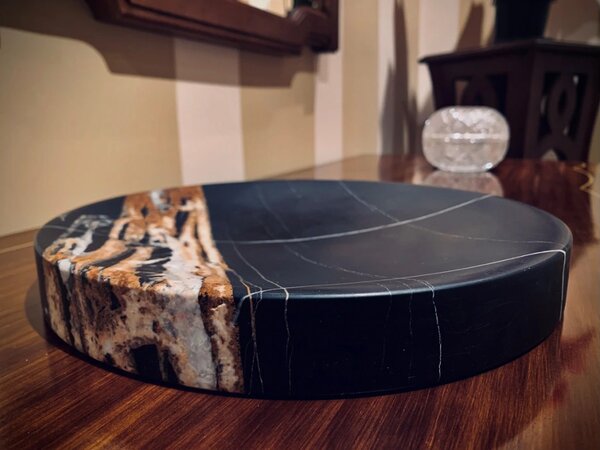 DVORO Luxusní mramorový odkládací podnos Pau Marble Sahara Noir 27cm