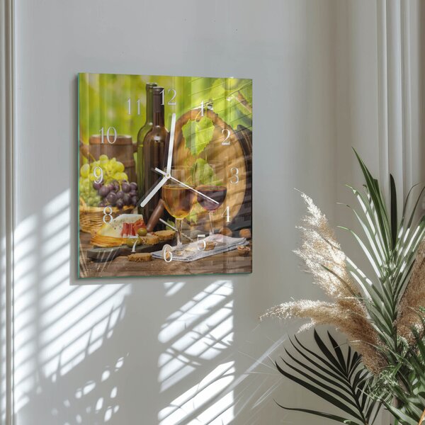 Skleněné hodiny Hrozny na víno zskb-30x30-00085327