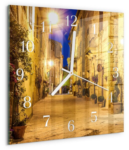 Skleněné hodiny Noční ulice zskb-30x30-00086071