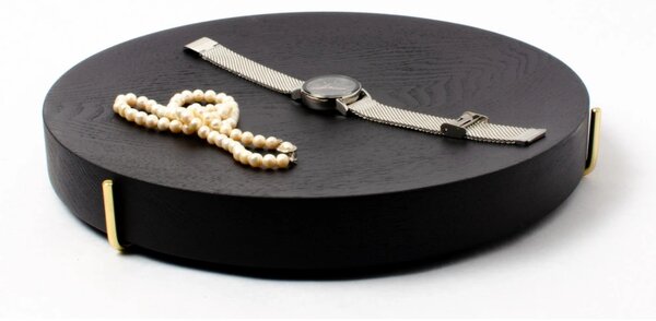 DVORO Luxusní dřevěný odkládací podnos Pau Black stained ST ash 27cm