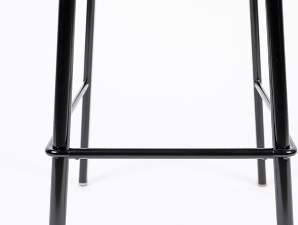 Růžová látková barová židle ZUIVER SPIKE 65 cm s ratanovým opěradlem