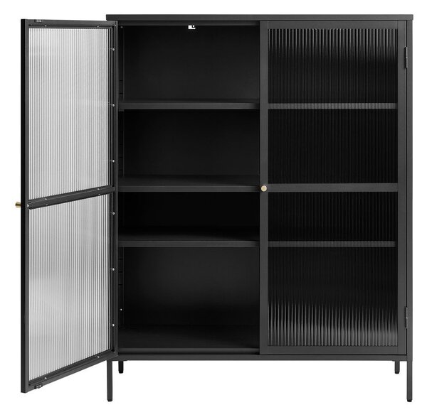 Černá kovová vitrína 111x140 cm Bronco – Unique Furniture