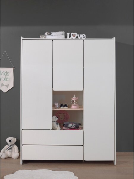 Bílá dětská šatní skříň Vipack Kiddy, 137,8 x 190 cm