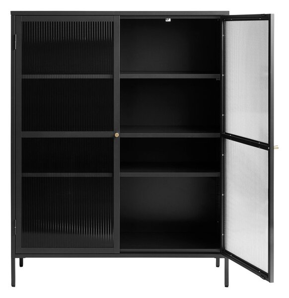 Černá kovová vitrína 111x140 cm Bronco – Unique Furniture