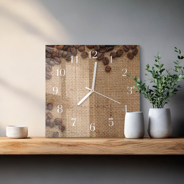Skleněné hodiny Kávová zrna zskb-30x30-00090884