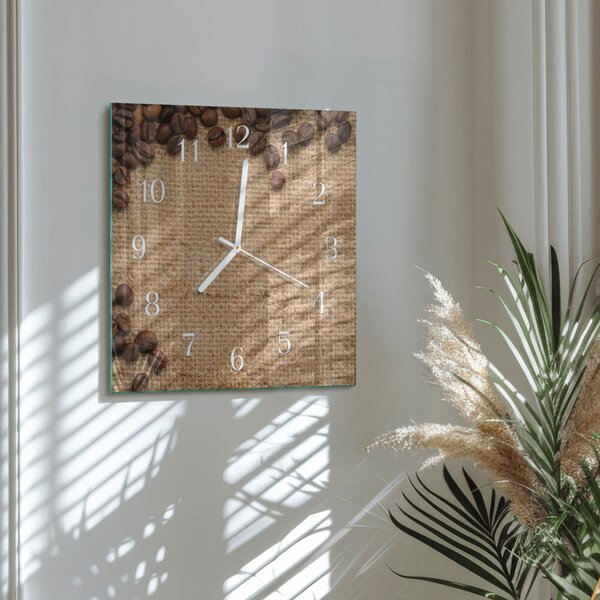 Skleněné hodiny Kávová zrna zskb-30x30-00090884
