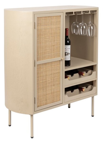 Krémová ratanová vinotéka pro 8 lahví, 90x100 cm Amaya – White Label