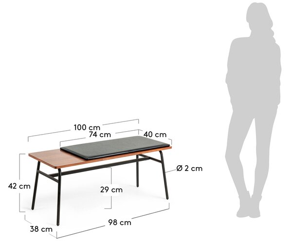 Ořechová lavice Kave Home Carabel 100 cm