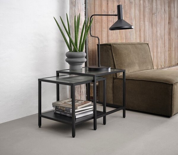 Skleněné odkládací stolky v sadě 2 ks 50x50 cm Bronco – Unique Furniture