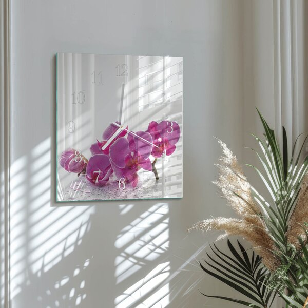 Skleněné hodiny Orchidej zskb-30x30-00085906